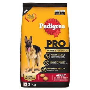 Pedigree Pro Adult Large Breed, Dry Dog Food (18 Months Onwards), 3 Kg Pack, Chicken